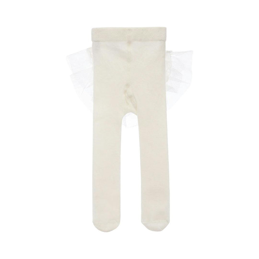 Cream Tulle Ruffle Tights