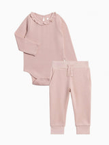 Organic Girl Waffle Bodysuit Set