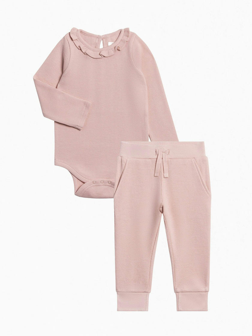 Organic Girl Waffle Bodysuit Set