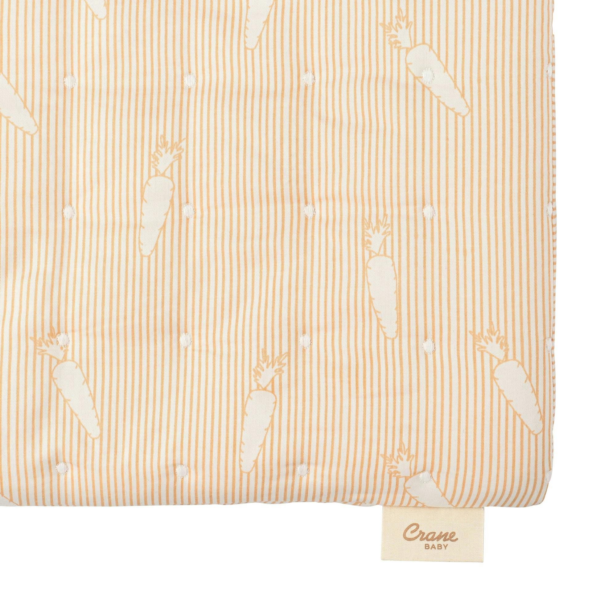 Clementine Carrot Stripe Cotton Quilted Change Pad Cover