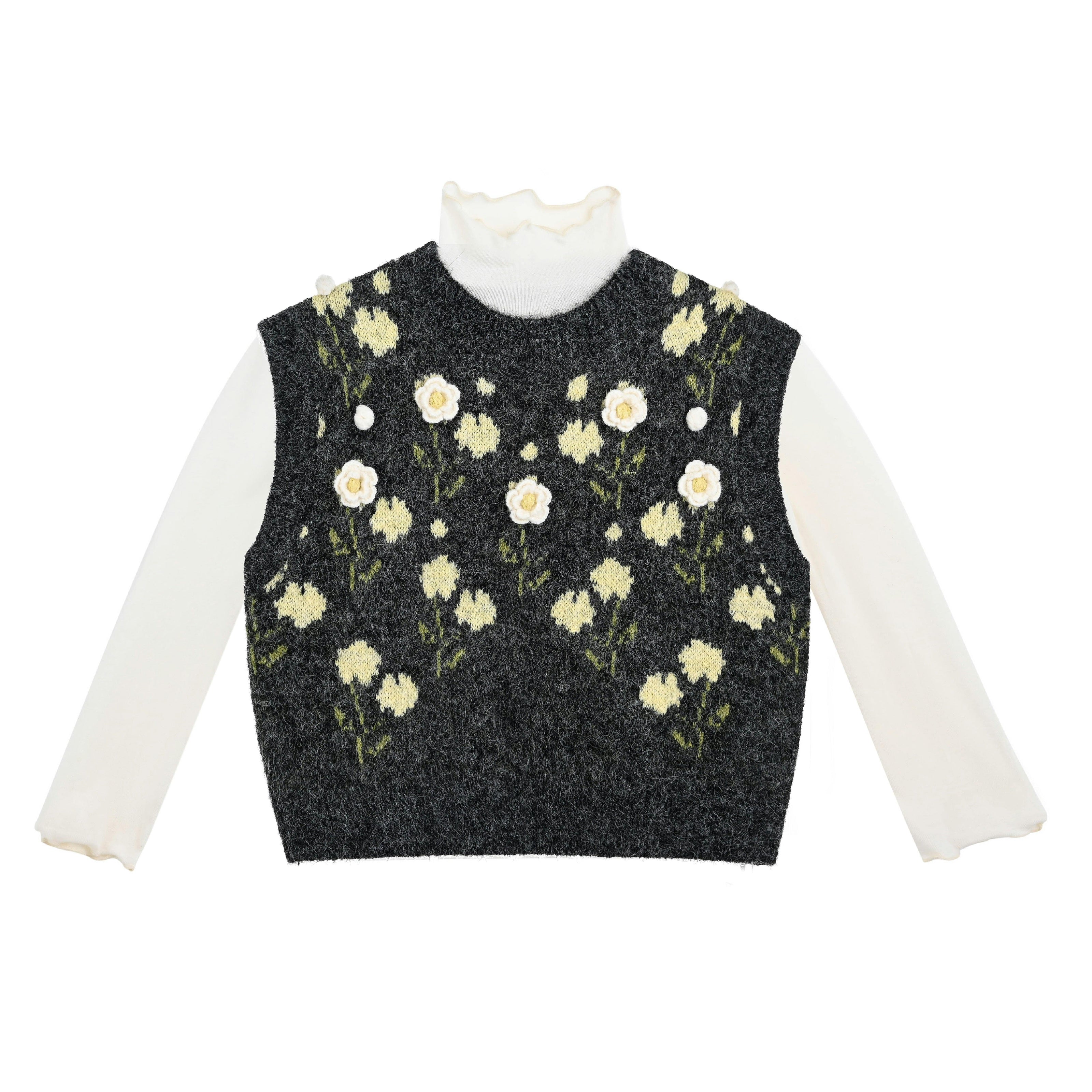 Floral Knit Vest & Tulle Skirt Set