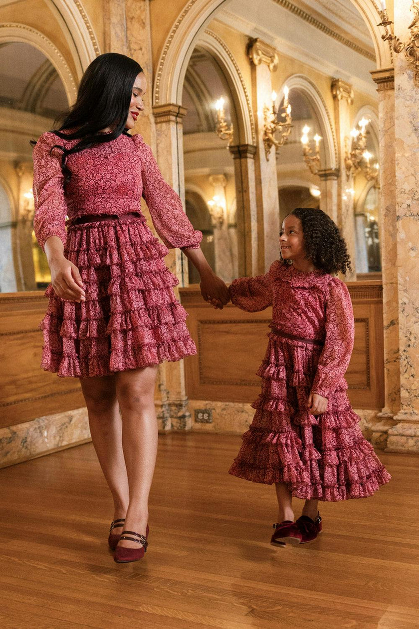 Mini Samantha Dress in Garnet Merry Ditsy