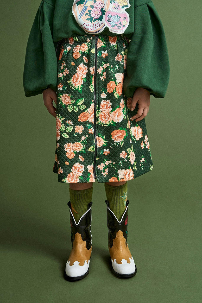 CRETONA QUILTED SKIRT GREEN