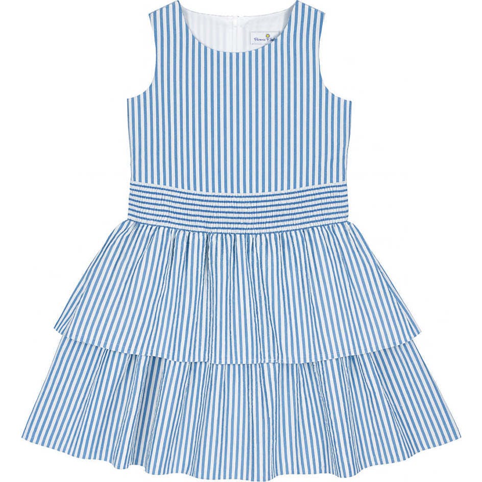 Seersucker Dress With Waist Ruching