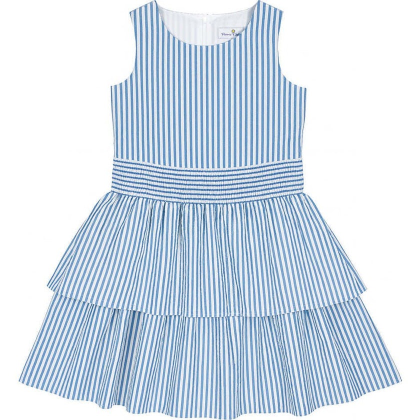 Seersucker Dress With Waist Ruching