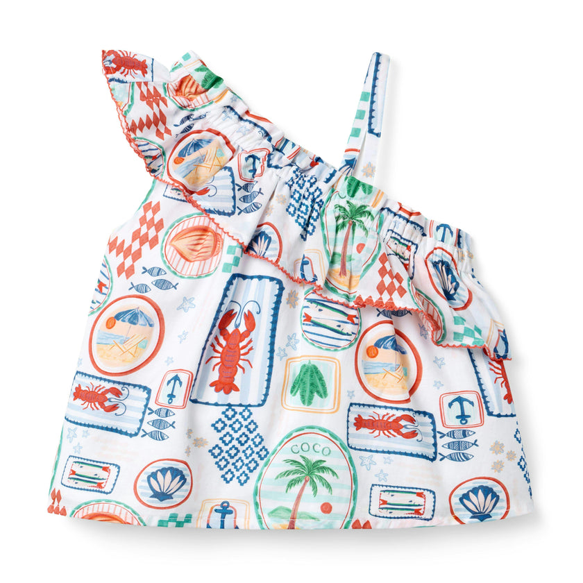 Nantucket Coast Ruffle Top, multicolor