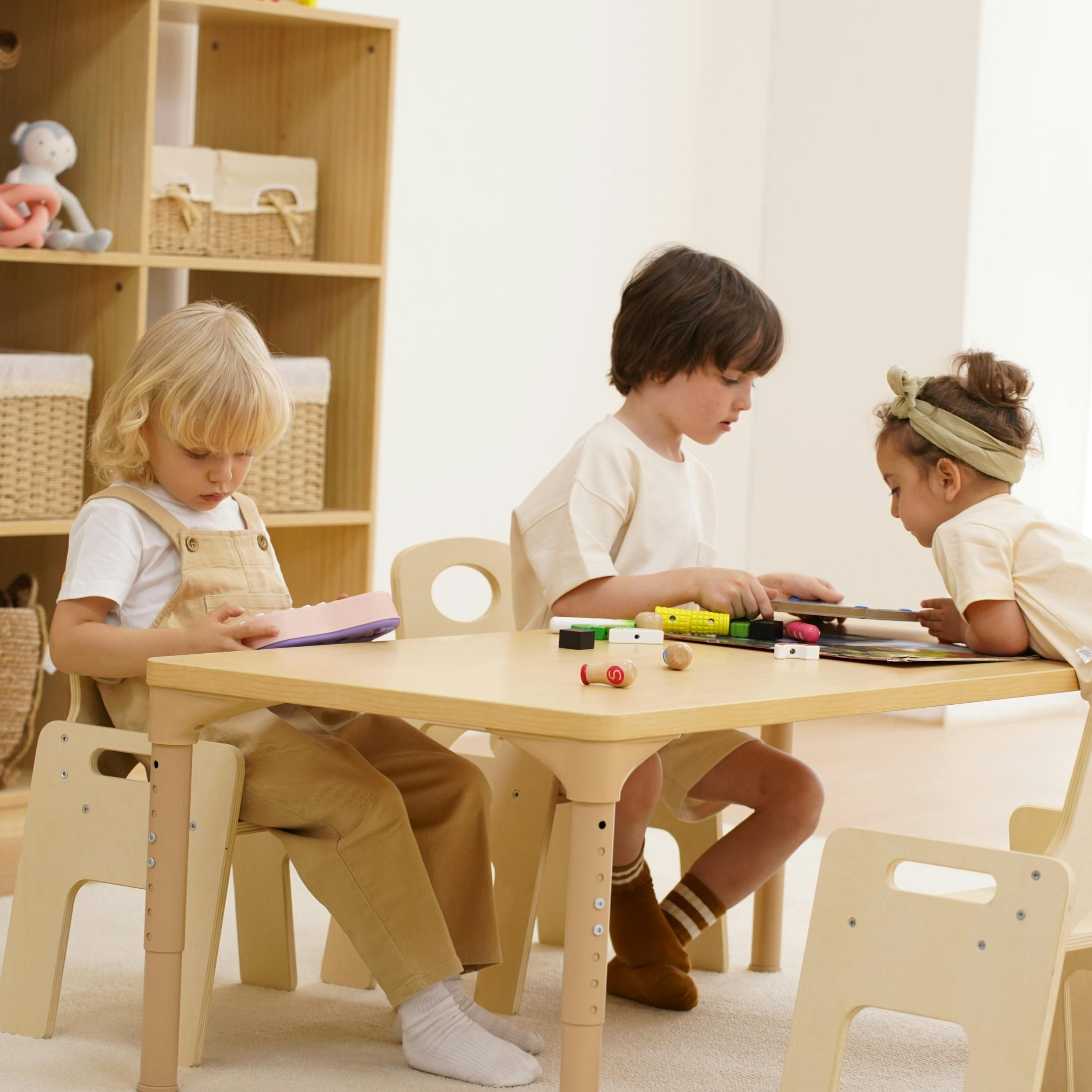 Adrian | Adjustable Wooden Toddler Table and 4 Chair Set