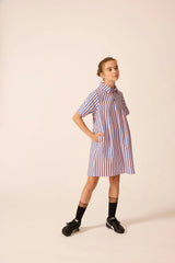 Shirtdress in Blue Note Stripe