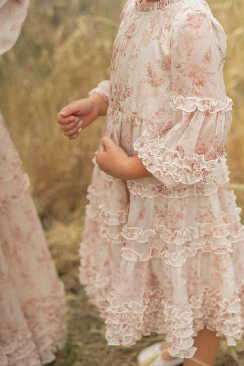 Mini Geneva Dress in Banana Creme Aquarelle Fleur