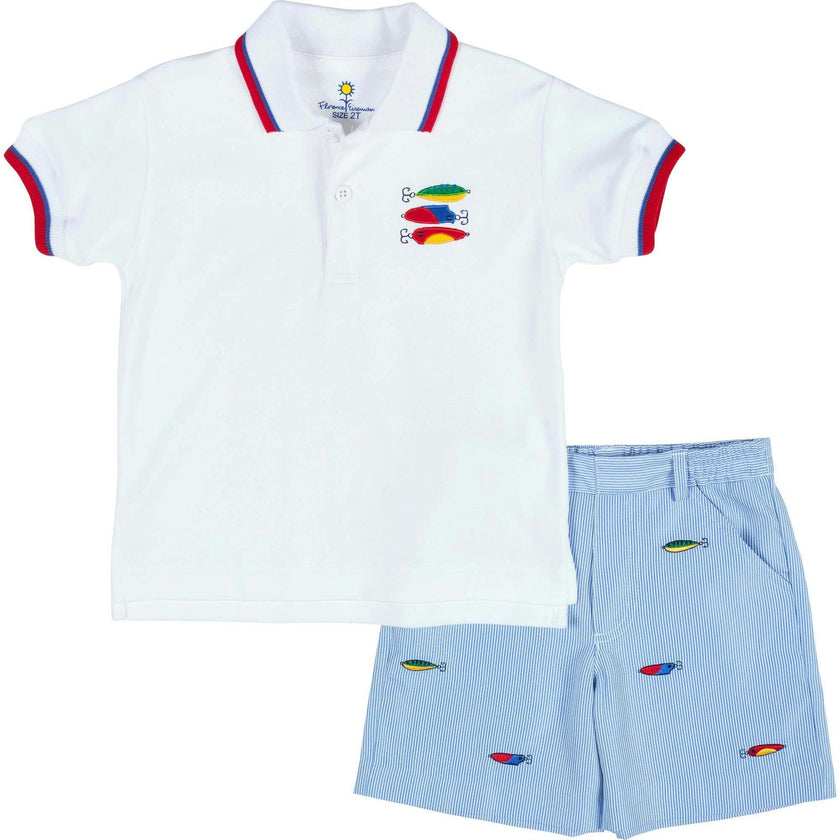 Jr. Cord Short W/Embroidered Fishing Lures