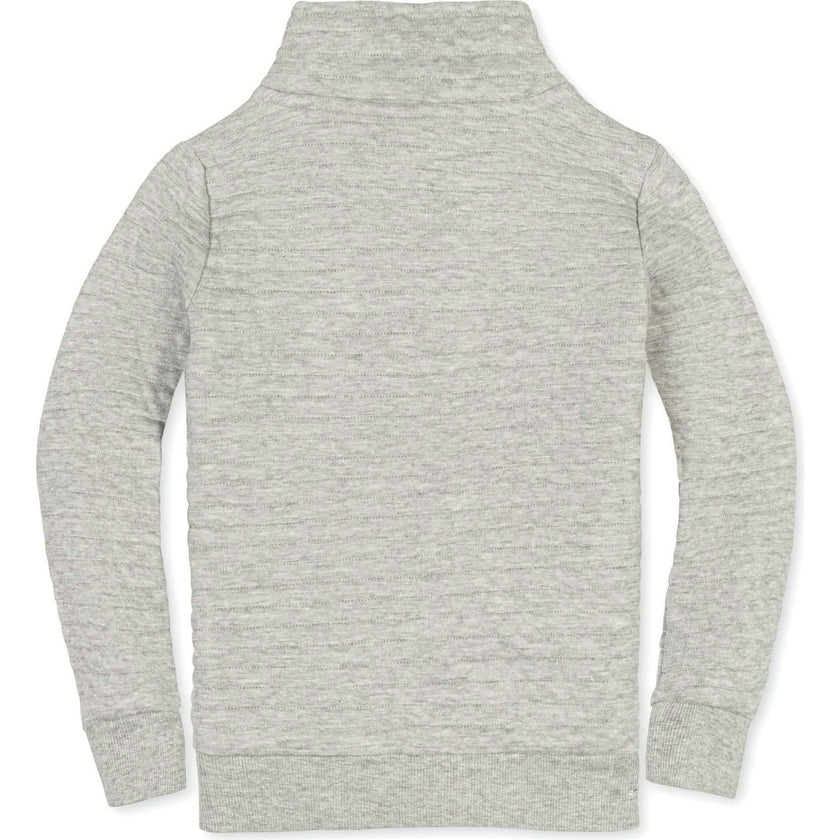 Long Sleeve Quilted Half Zip Pullover with Pocket, Grey