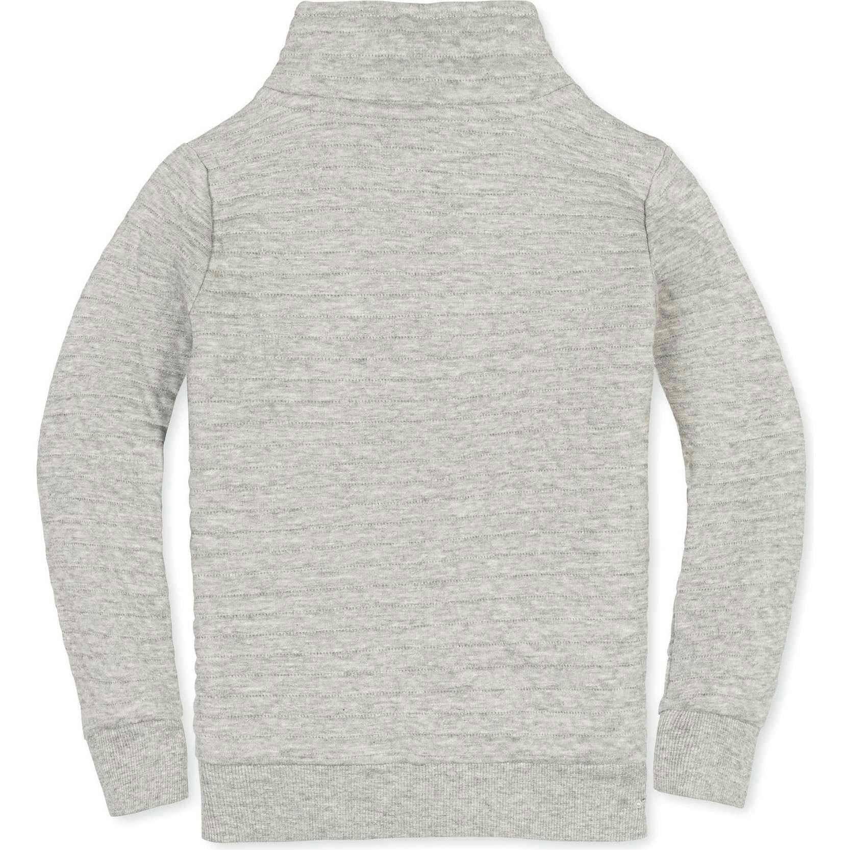 Long Sleeve Quilted Half Zip Pullover with Pocket, Grey