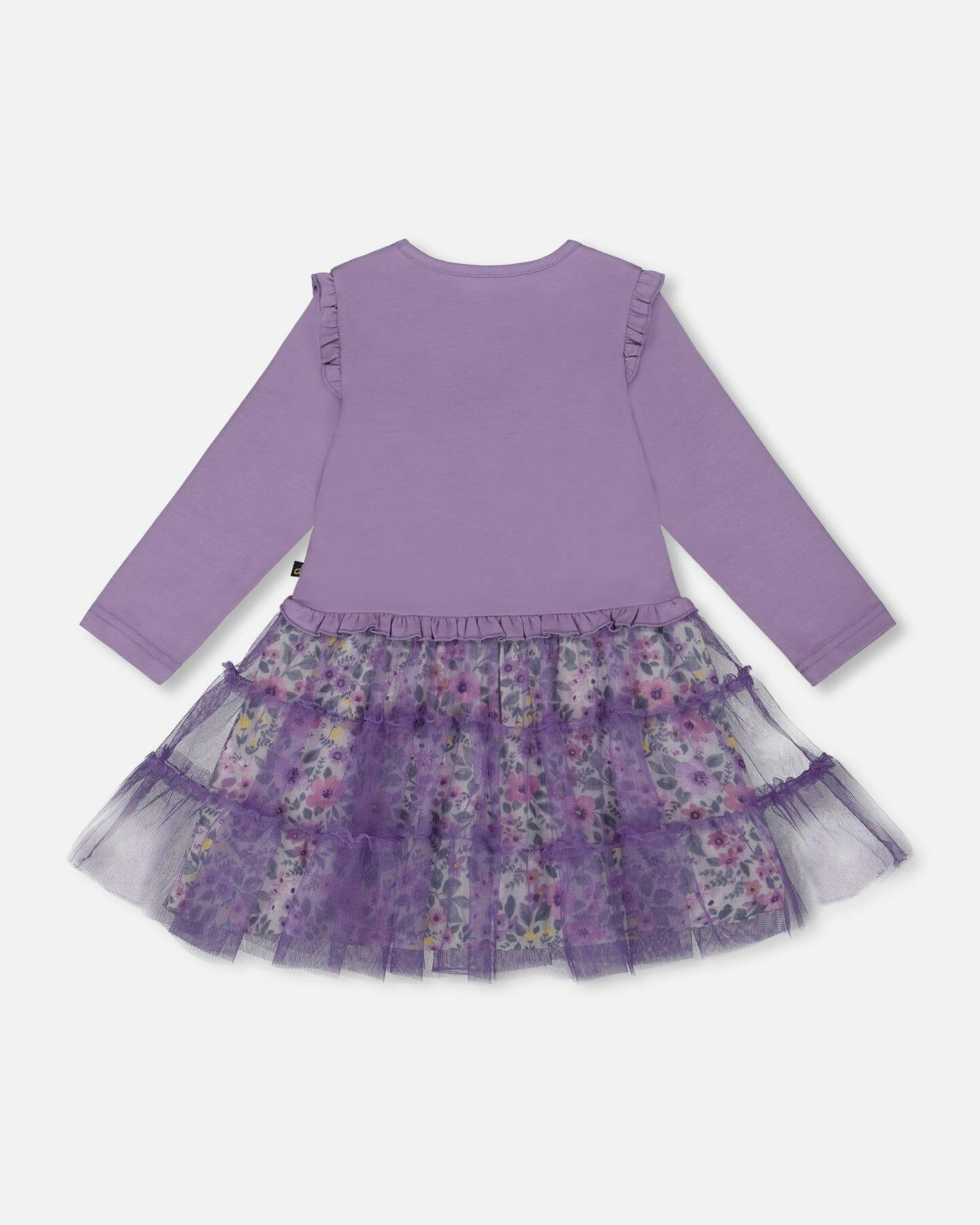 Bi-Material Dress with Muslin and Mesh Skirt