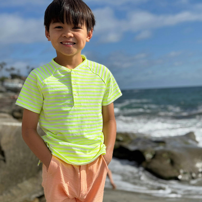 FRIGAT NEON ACID GREEN Stripe  Henley