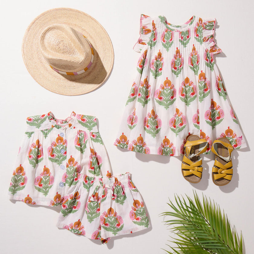 Girls Jaipur Dress - Pink Bellflower