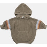 Chunky Ribbed Knit Long Sleeve Front Pocket Boxy Fit Hooded Sweater