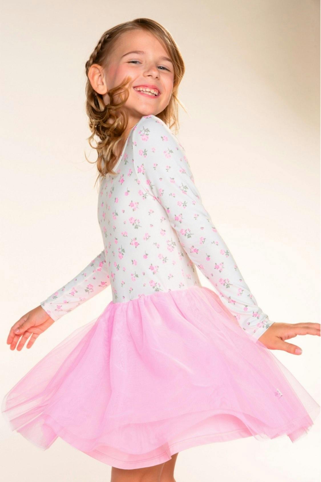 Simply Soft Long Sleeve Scoop Back Tulle Be Happy Dress