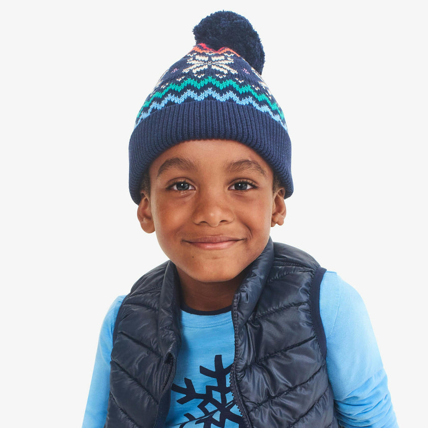 Kids rainbow snowflake fair isle beanie
