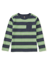 Long Sleeve Striped Pocket Tee, Indigo