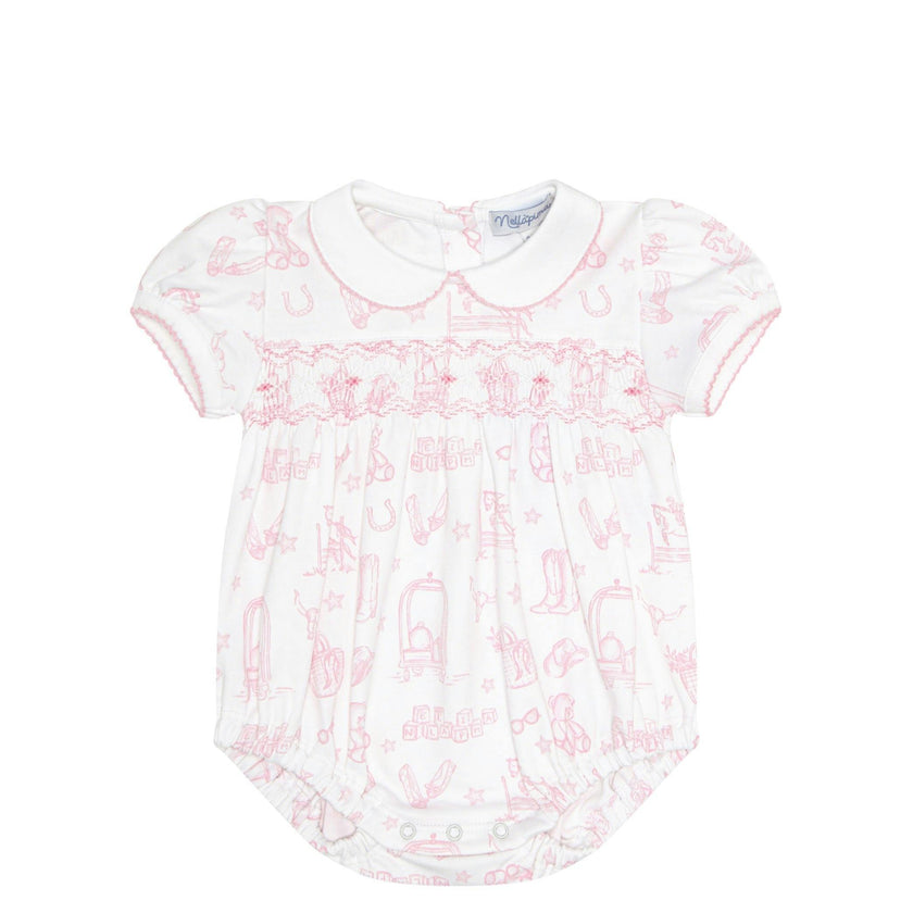 Pink Lone Star Toile Smocked Bubble