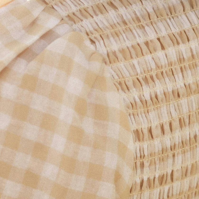 Presley Dress in Cream Gingham