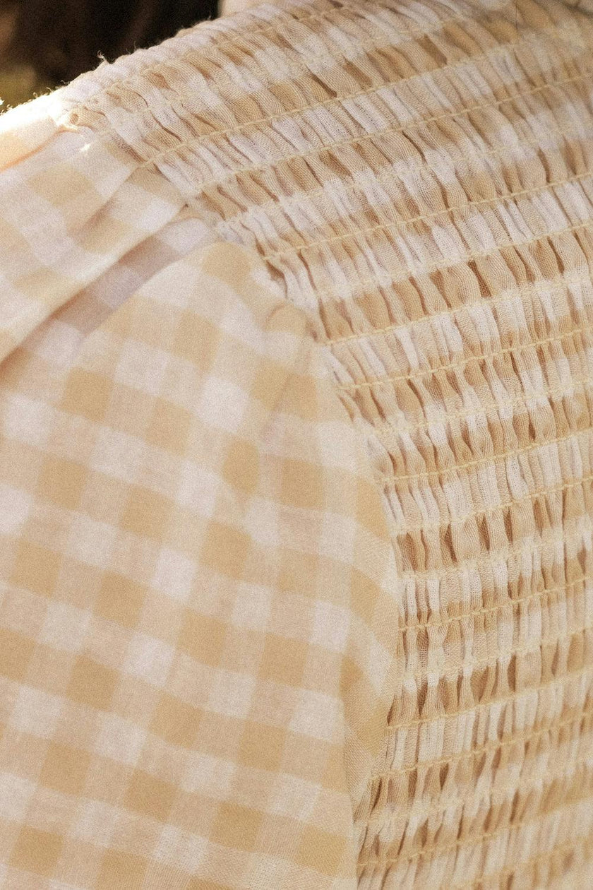 Presley Dress in Cream Gingham