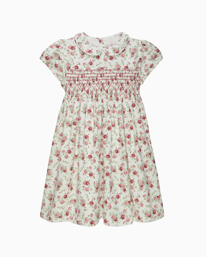 Arabella Rose Floral Smocked Dress in Pink