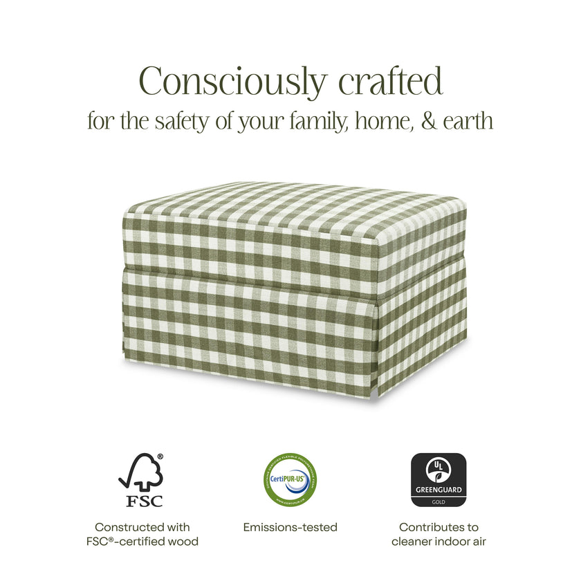 Crawford Gliding Ottoman in Moss Green Gingham