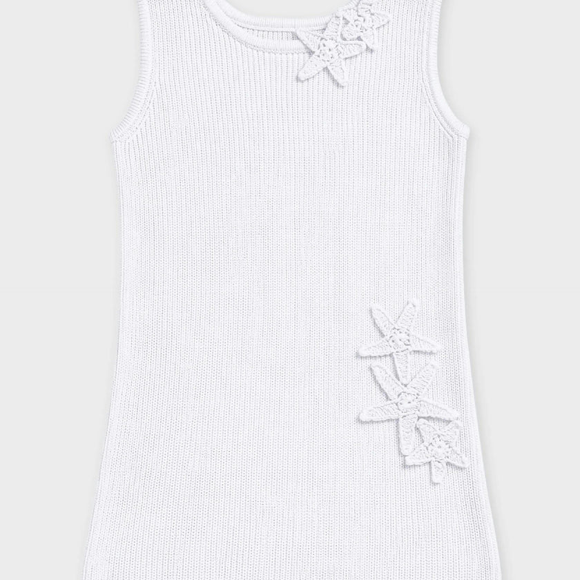 Jada Starfish Knit Summer Shift Dress - White
