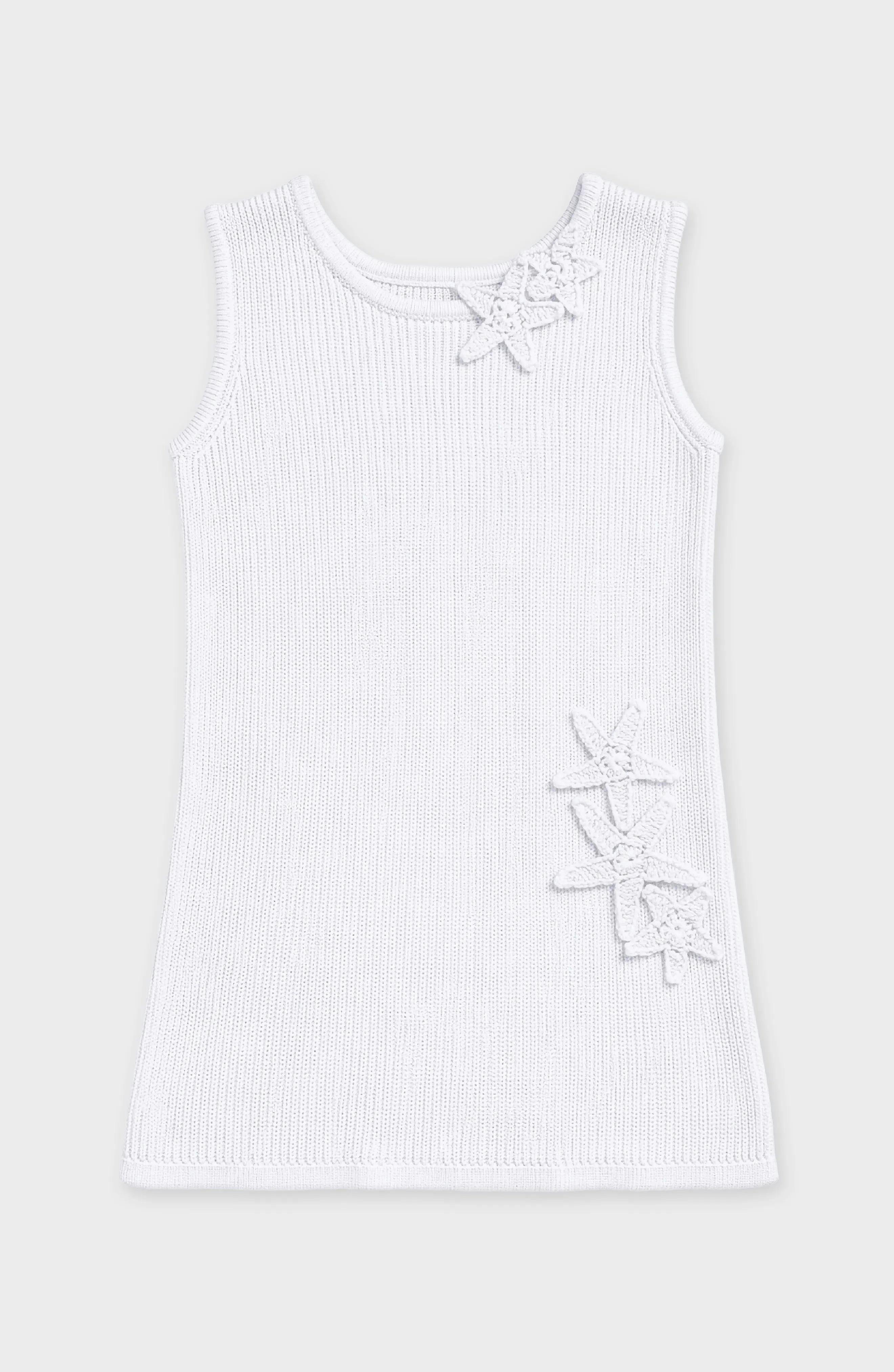 Jada Starfish Knit Summer Shift Dress - White