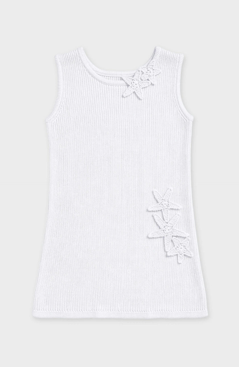 Jada Starfish Knit Summer Shift Dress - White