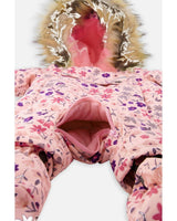 Baby One Piece Snowsuit Adapted For Car Seats Pink Mini Flower Print