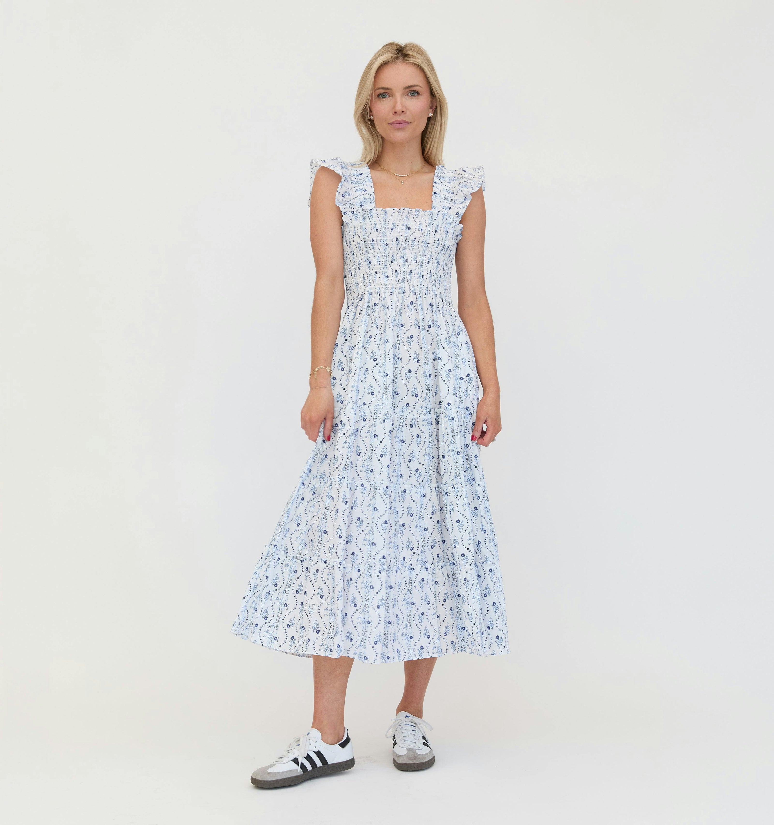 The Ellie Nap Dress - Blue Vine Stripe