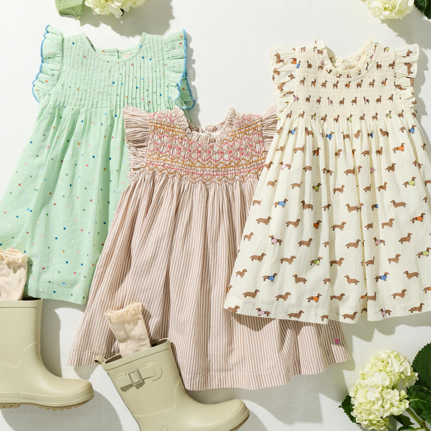 Girls Jaipur Dress - Pastel Green Polka Dot