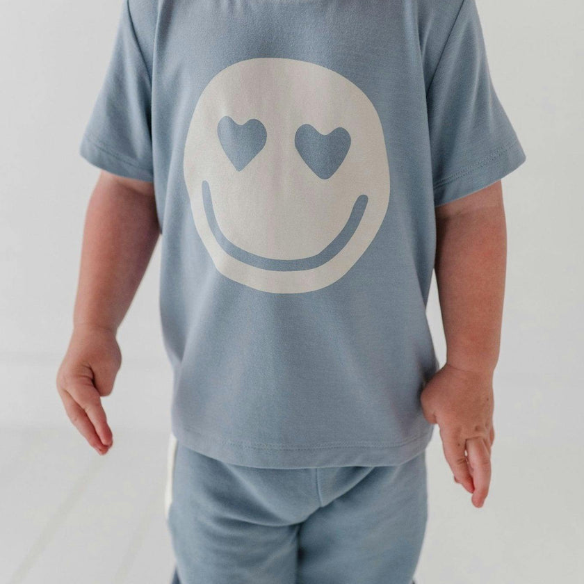 Boy's Short Sleeve Tee Heart Eyes Smile Face