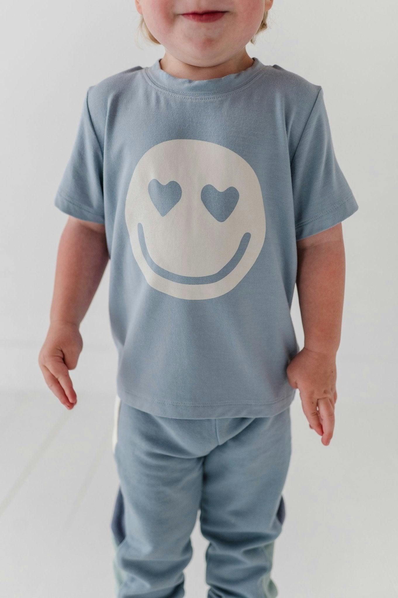 Boy's Short Sleeve Tee Heart Eyes Smile Face