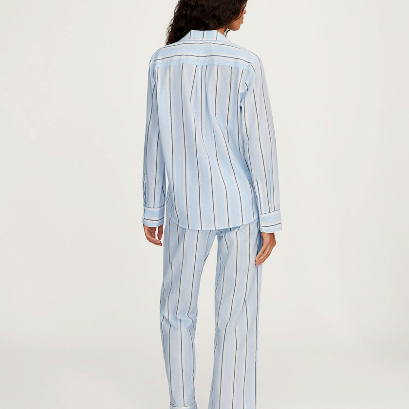 Women's Twill Pajama Set in Coastal Stripe