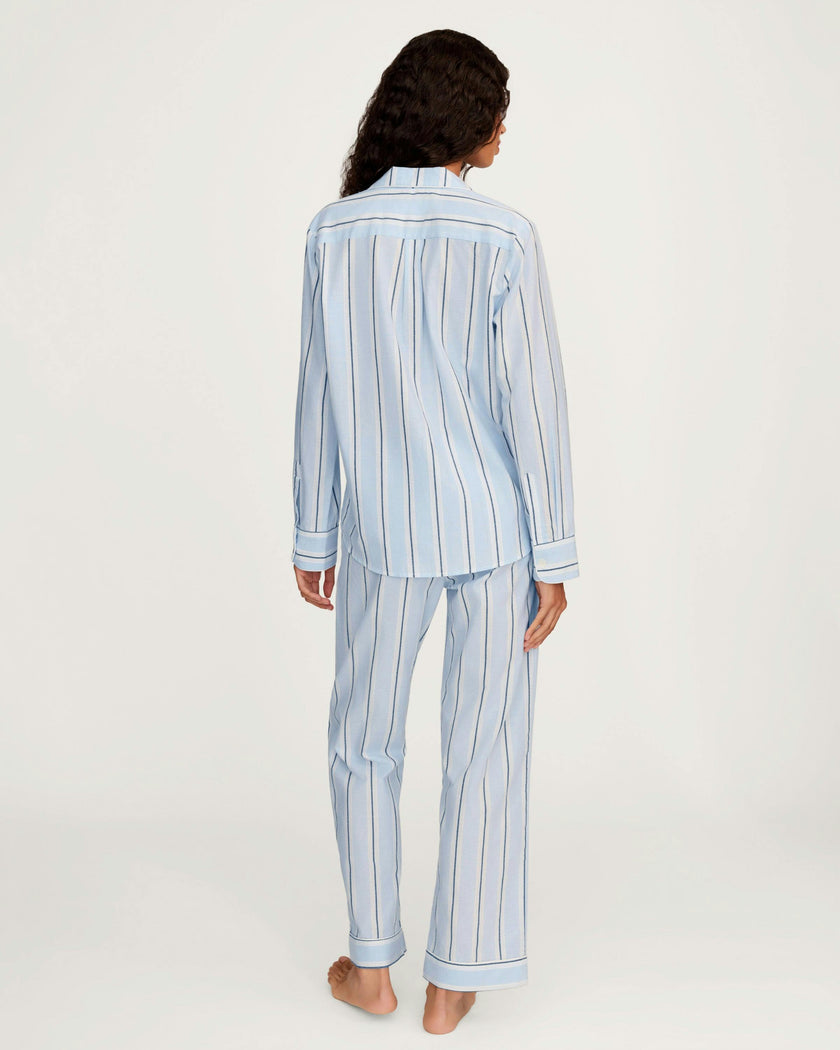 Women's Twill Pajama Set in Coastal Stripe