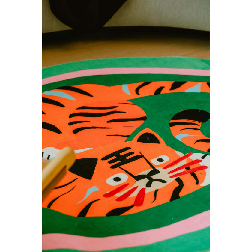 Oval Tiger Area Rug by Lu Yang