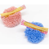 Gingham & Big Pompom Hair Clips
