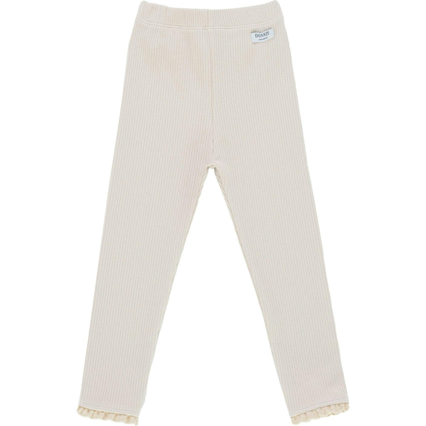 Affy Ribbed Lace Trim Leggings