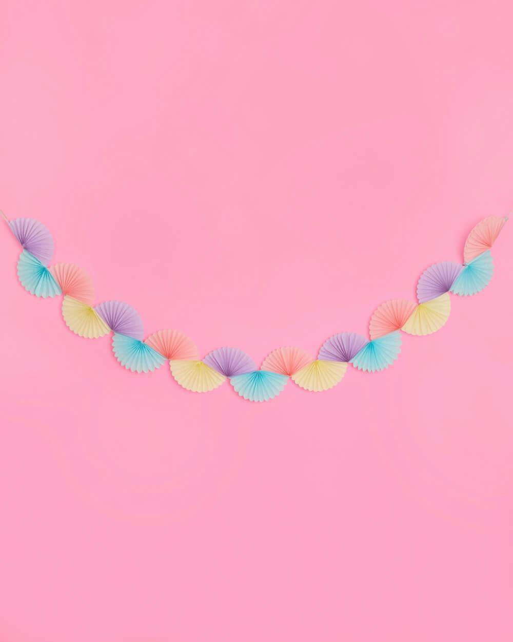Pastel Party Garland - paper fan banner
