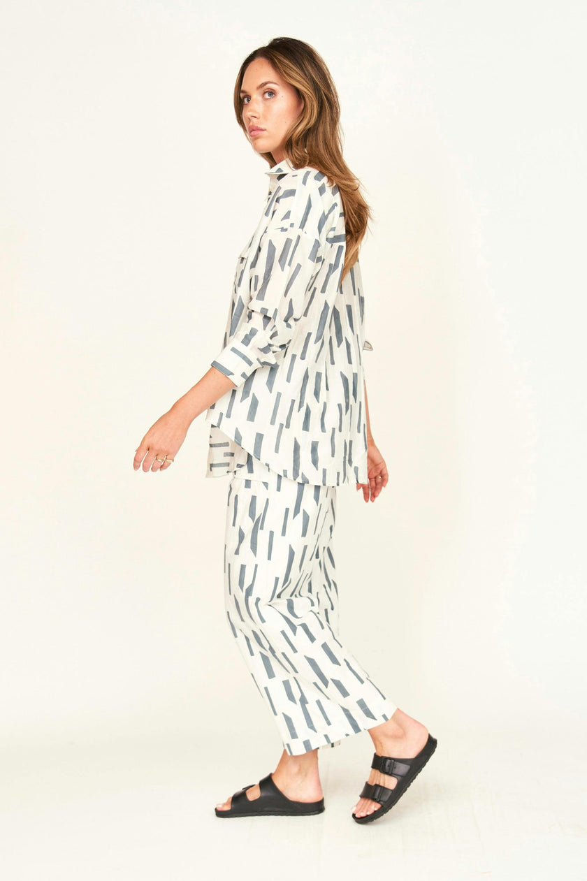 Kyoto Shirt in White Rainfall