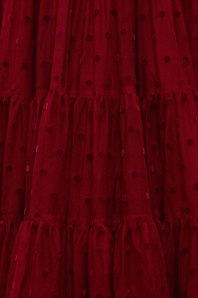 Mini Solange Dress in Burgundy Tulle