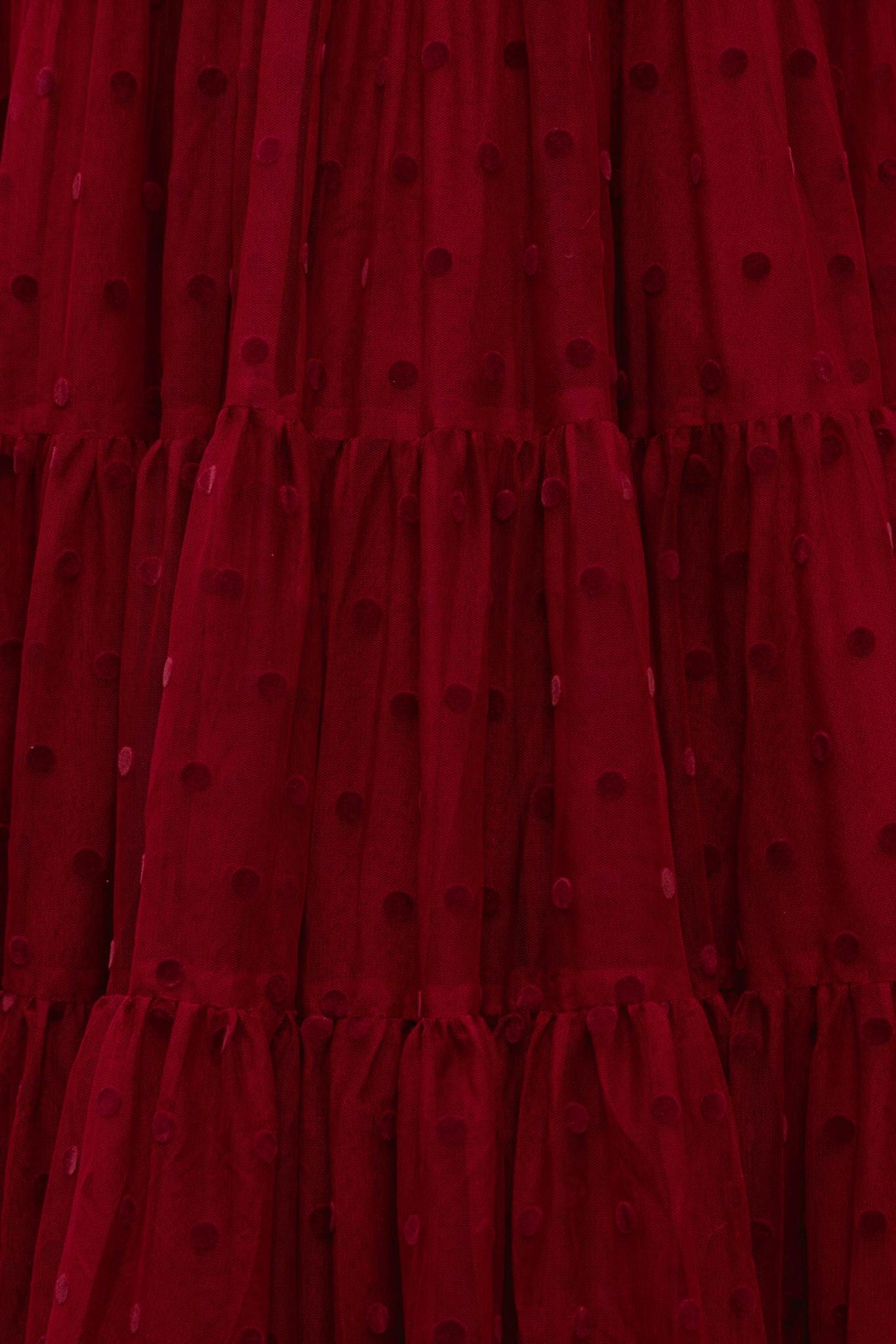 Mini Solange Dress in Burgundy Tulle