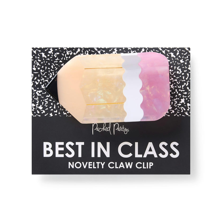 Packed Party Best in Class Pencil Novelty Hair Claw Clip - Pearlized Glossy Pencil-Shaped Hair Accessory for Students and Teachers, 2.25x3.75 Inch