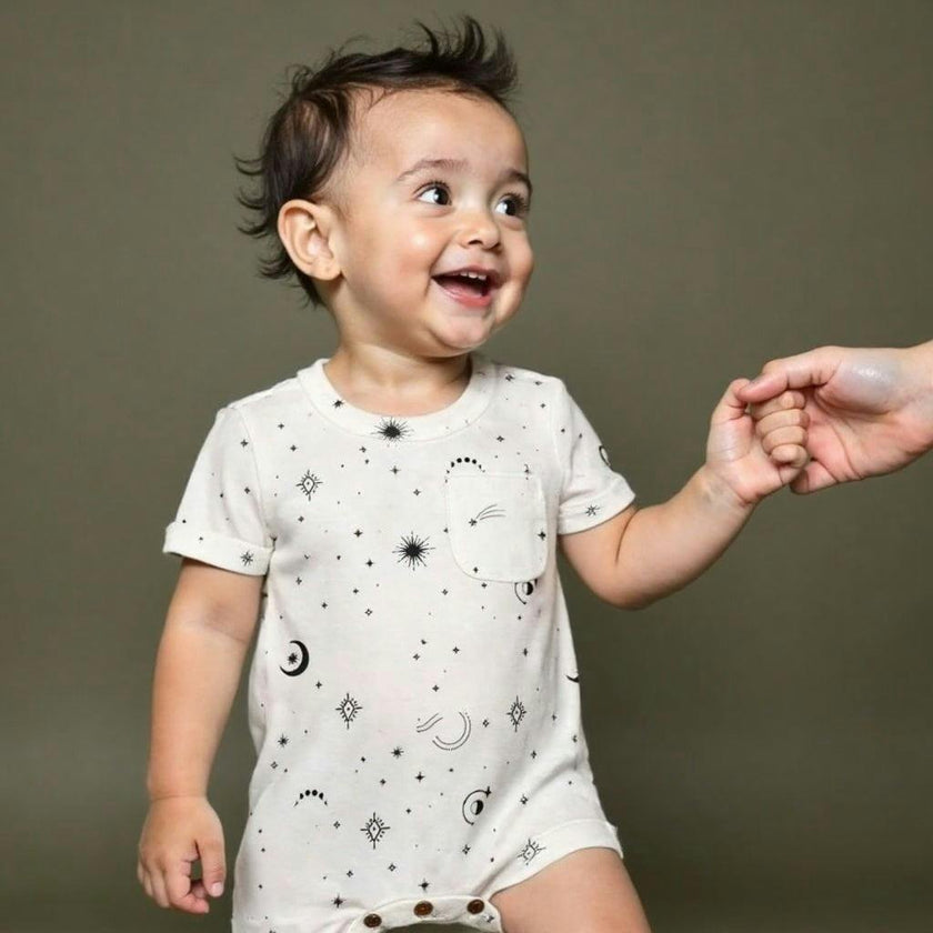 short sleeve romper | celestial