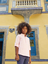 Orange Stripe Mateo Long Sleeve Boy Shirt