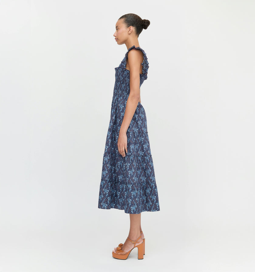 The Ellie Nap Dress - Navy Cala Paisley