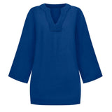 women's oyster blue linen tunic dress